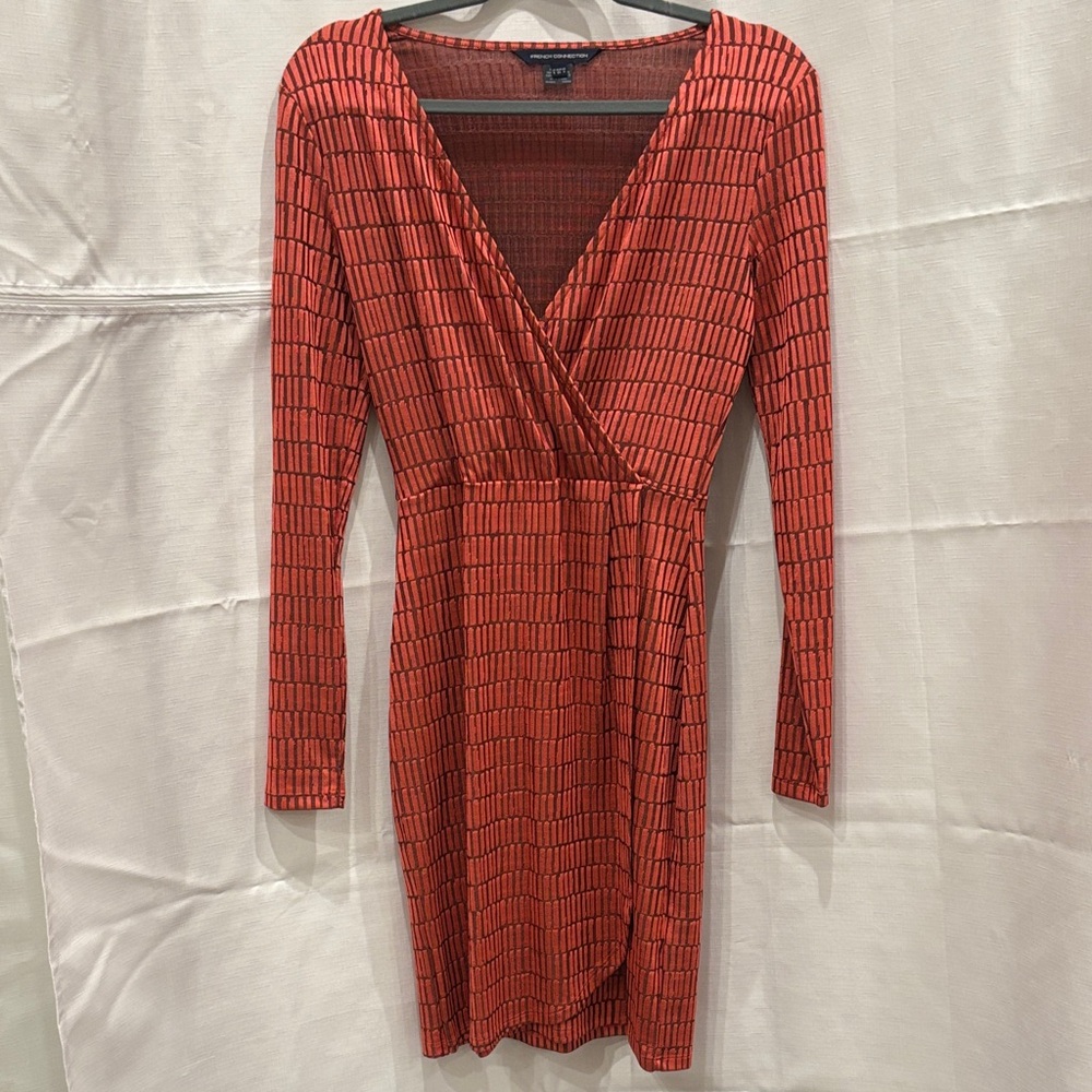 French Connection Red Long Sleeve Dress